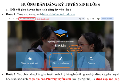 HƯỚNG DẪN ĐĂNG KÝ TUYỂN SINH LỚP 6 NĂM 2026